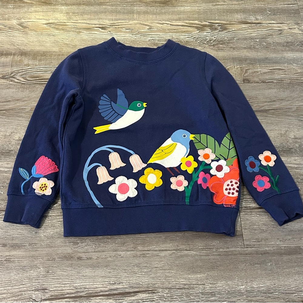 Beautiful Appliqué and Screen Print Bird Sweatshirt